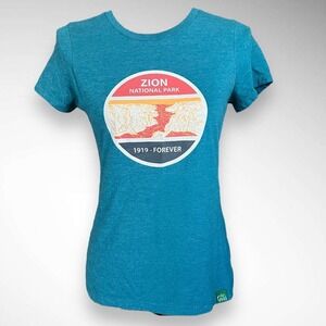 WILD TRIBUTE Blue Short Sleeve‎ Zion National Park Graphic T-Shirt XS | EUC
